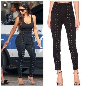 ALC black thick cargo pants with hooks and ties EUC